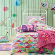 Jiggle & Giggle Kids Girls Peacock Princess Doona Quilt Cover Set Single-Double-Queen