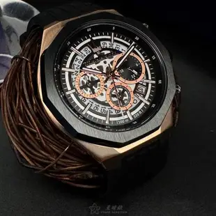MASERATI手錶, 男錶 46mm 玫瑰金十邊形精鋼錶殼 機械鏤空鏤空, 中三針顯示錶面款 R8871642003