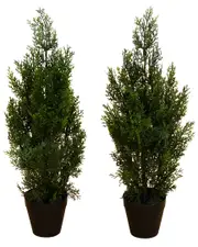 Nearly Natural Set of 2 Indoor/Outdoor UV-Resistant 2ft Artificial Cedar Pine Trees