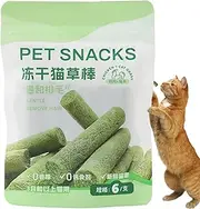 Cat Grass Teething Stick - Edible Snack Kitten Chew Toy | Natural Freeze Dried Chicken Cat Grass Sticks for Teething Care and Teeth Cleaning Appetite Boosting Indoor Kittens and Adults