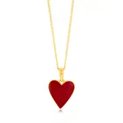 Sterling Silver Gold Plated Red Enamel Heart Pendant