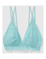[Aerie] Show Off Tropicool Lace Padded Plunge Bralette in Bright Bluebell