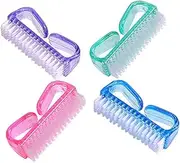 FOMIYES Professional Nail Cleaning Brush Set 4 Pcs Double-sided for Manicure Non-slip Handle Perfect for Home Travel