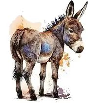 Fabric Panel Donkey 100% Cotton 14"x14" Quilting Panel Square A295