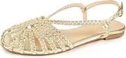 [PIZZ ANNU] Women's Sophia Braided Flat Sandals Comfortable Memory Foam Walking Shoes Summer Gladiator Slingback Ankle Strap Strappy Sandals