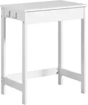 White Small Desk with Drawer and Hooks, Study Desk, Small PC Desk, Laptop Desk,