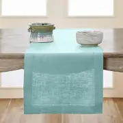 Linen Table Runner 36 Inch - 100% Pure Linen Classic 14 x 36 Inch Aqua Blue