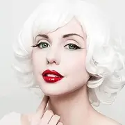 Curly Wigs with Bangs for Cosplay Costume Short Layered Synthetic Hair Halloween Party (White)
