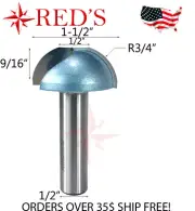 Tideway Ind RC1154 COVE CNC MDF FAUX Cabinet Door Panel 1/2" shank router bit
