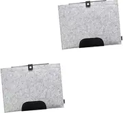 CAXUSD 2pcs Fireproof Document Bag A4 Felt File Folders Paper Organizer Button Closure Home Office Storage Bag Light Grey
