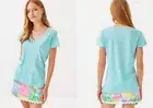 Lilly Pulitzer Merideth V-neck Tee in FRESH WATER BLUE Sz XS