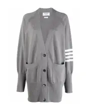 Thom Browne 4-Bar Long Sleeved Knit Cardigan IT40,IT42,IT38 light gray
