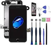 Xlhama for iPhone 7 Plus Display Repair Kit in Black LCD Touch Screen Digitizer Frame Replacement Screen Pre-Assembled Repair Kit Complete Replacement Tool