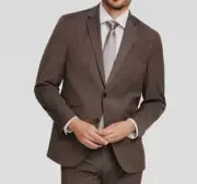 Kenneth Cole Men Brown Slim Fit Stretch Suit Jacket Size 46R