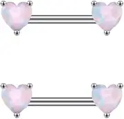 [Kokoma] 14G Love Heart Nipple Rings for Women Colorful Hearts Nipplerings Barbell Straight Tongue Rings Dainty Body Piercing Jewelry for Women