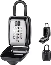 POMYDODU Key Lock Box, Large Capacity Key Storage Box with Hanging Ring, 12-Digit Keyboard Combination, Resettable Code, Waterproof Security Lock Box for Home, Office, Outdoor