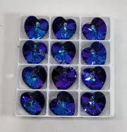 12pc Swarovski Crystal Purple Heliotrope 10mm Heart 6228 Pendant; Bulk Lot