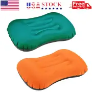Air Pillow Inflatable Cushion Portable Head Rest Compact Travel Camping w/ Pouch