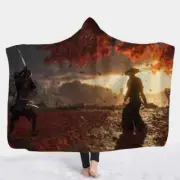 Two In A Decisive Battle 3D Hooded Blanket Wearable Flannel Throw Blanket Cloak