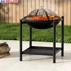 BBQ Cooking Grill-Fire Pit Charcoal-Outdoor Camping-Fireplace-Safety Mesh-Steel