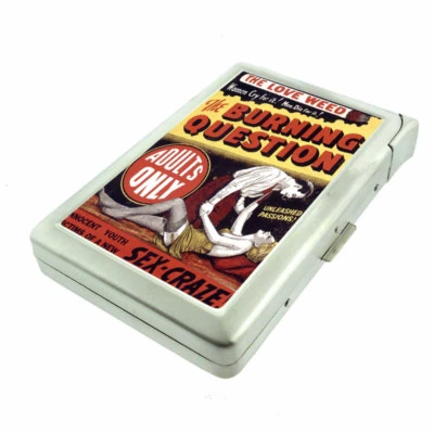 Vintage Poster D303 Cigarette Case with Built in Lighter Metal Wallet