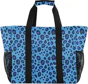 [sanluoli] Tote Foldable Large Beach Bag Water Resistant with Handles Laundry Bag Travel, Blue Leopard Print, 1 size