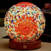 Bohemian Nightlight Romantic Free Bohemian Creative USB Rechargeable Bedroom Decor Table Lamp Decorative Glass Lamp Kids Gift Color Orange