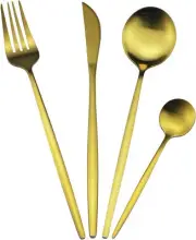 Matte Gold Silverware Set, Uniturcky 24-Piece 18/10 Stainless Steel Flatware Set