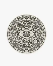 185' Round | Machine Washable Runner Rug | Kid & Pet Friendly | Indoor Rug | Delphina Black & White Rug | Ruggable