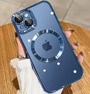 ELEPIK for iPhone 13 Case with Camera Protector, [Full Camera Cover Protection] [Compatible with MagSafe] [Military Grade Protection] Clear Magnetic Slim Phone Case 6.1 inch, Blue