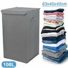 Large Folding Laundry Hamper Washing Cloth Basket Storage Box W/Lid 100L 3PCS
