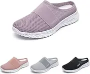 [Kosseco] Women's Slip-On Orthopedic Arch Support Backless Slippers Platform Sneakers,Breathable Knitted Mesh Soft Comfortable Round Toe Mules Non-Slip Lightweight Soft Sole Casual Garden Clogs