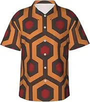 [BWLHJKE] Mens Hawaiian Shirts Shining Overlook Short Sleeve Summer Button Down Beach Shirts Vacation Tropical Tops