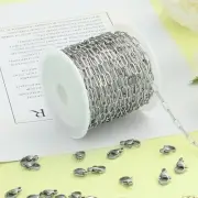 Silver Chain BULK Stainless Steel for Jewelry Making Paperclip Links 16ft