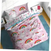 Rainbow Unicorns Comforter Set - 7 Piece Kids Full Pink - Rainbow Unicorns