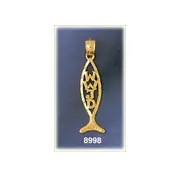 14K Gold Ichthus Fish WWJD Pendant