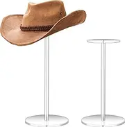 DIFENLUN 2 sets of acrylic hat stand wig display stand (13.8 "+11.8")/ Clear acrylic hat stand and wig display Hat stand Display hat stand/Round barbell base display wig display