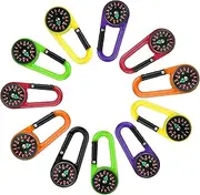 KICHOUSE 24Pcs Carabiner Compass Clips Self Locking Keychains for Outdoor Hiking Camping and Adventure Portable Direction Guidance for Keys and Backpacks Vibrant Colors