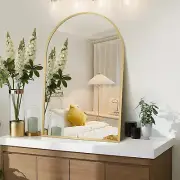 28" X 36" Gold Arched Mirror, Large Arch Bathroom Vanity Wall Mirror, Modern Alu