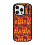 iPhone 16 Pro Impact Ring Stand Case MagSafe Compatible Geometric Bonfire Pattern