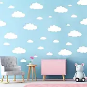 31Pcs Big Clouds Wall Decals, Removable DIY Large Vinyl Sticker Self Adhesive Wallpaper for Living Room Nursery Children Baby Kids Boys Girls Bedroom Decor Home Art Mural Desals
