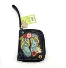 CHALA Flip Flop Bifold Wallet Duo Fold Navy Blue Zippered Faux Leather Vegan NEW
