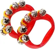 kokiya 2 Pieces Handheld Tambourines Hand Bells Hand Tambourine Bells Noise Makers for Charity, red