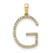 14K Yellow Gold Real Diamond Letter G Initial Pendant