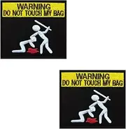[Zcketo] 2 Pcs Waring Do Not Touch My Bag Meme Patch, Full Embroidered Hook and Loop Funny Biker Patch, Fun Social Morale Patch for Backpacks,Clothes,Vest,Cap,Unifrom,Biker Bag