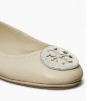 NIB TORY BURCH $298 STONE GRAY PAVE MINNIE TRAVEL BALLET FLAT SHOE/Sz 5
