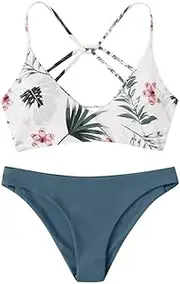 [BISHUIPO] Set Print Floral Beachwear Women Push-Up Swimsuit Random Swimwear Padded Bikini Swimwears Women Board