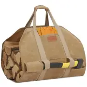 Firewood Log Carrier Waxed Canvas Tote Bag with Handles, Heavy Duty Firewood ...