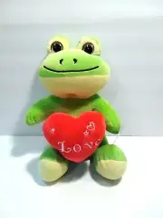K&K Sales Plush Frog Green Yellow Red Heart Love Stuffed Animal Toy 11" Glitter
