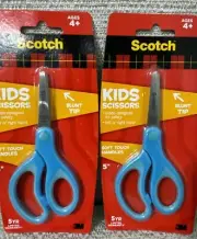 SET OF 2 Blunt Tip Kids 5" Scissors, Scotch 3M, Blue Color Brand New L2